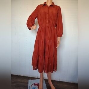 Nanette Lepore Rust Long Sleeve Dress Size 8